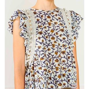 Sea New York Khloe Crochet Floral Top (Crema Print / Size: 0)